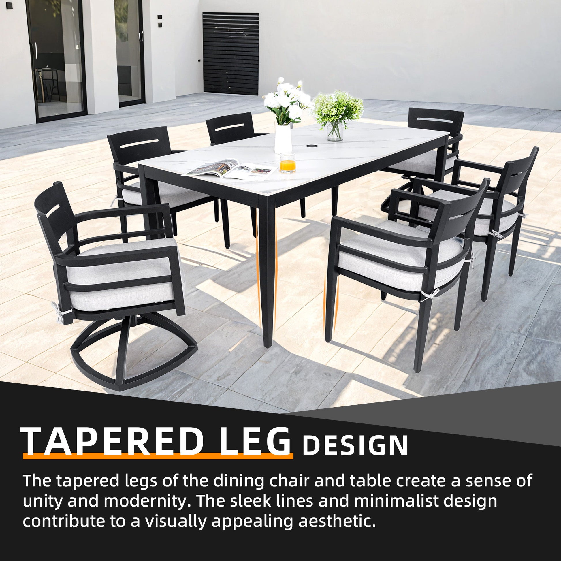 Modern Outdoor Patio Dining Set With Table And Chairs With Sunbrella Cushions Life Outside