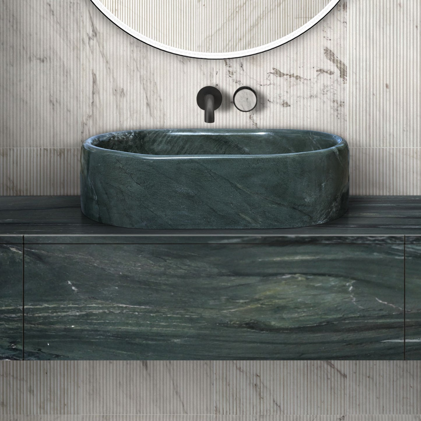 Bathroom Vessel Sink, Semi Polished Surface Daily Nest