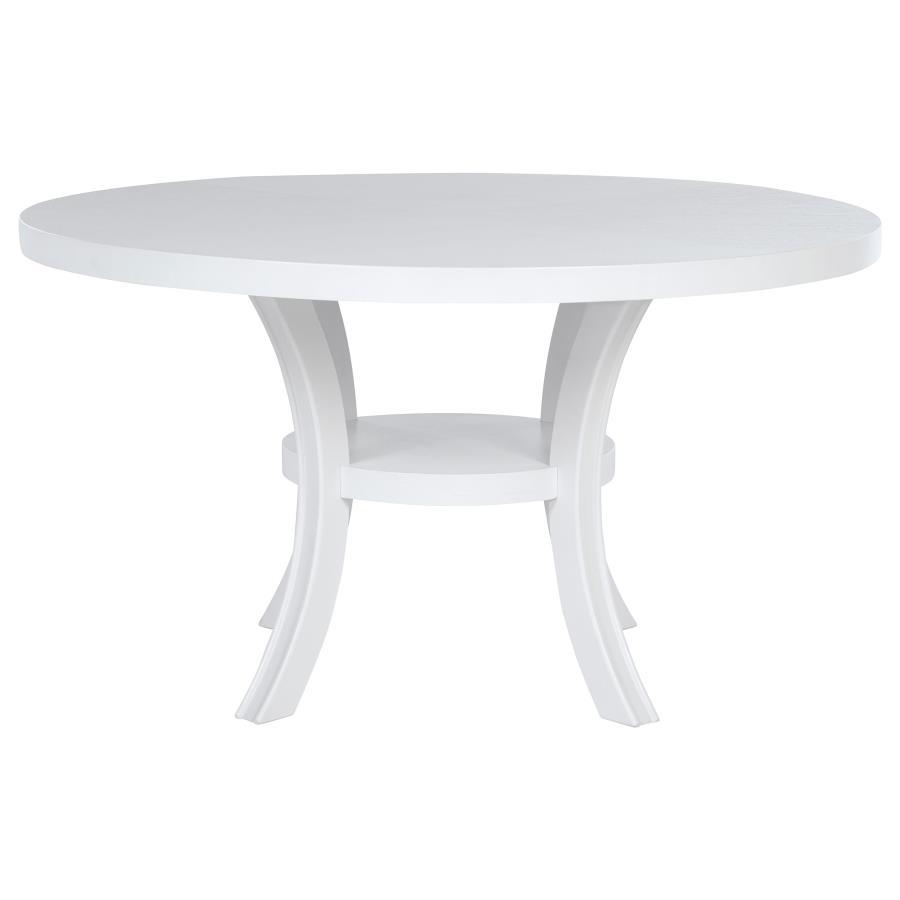 Judd - Round Dining Wood Table With Shelf - Pearl White Coaster Fine Furniture