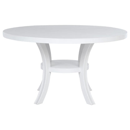 Judd - Round Dining Wood Table With Shelf - Pearl White Coaster Fine Furniture