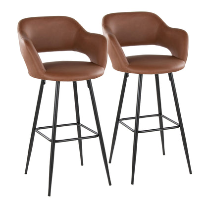 Margarite - Contemporary Fixed Height BarStool With Square Footrest (Set of 2) Lumi Source