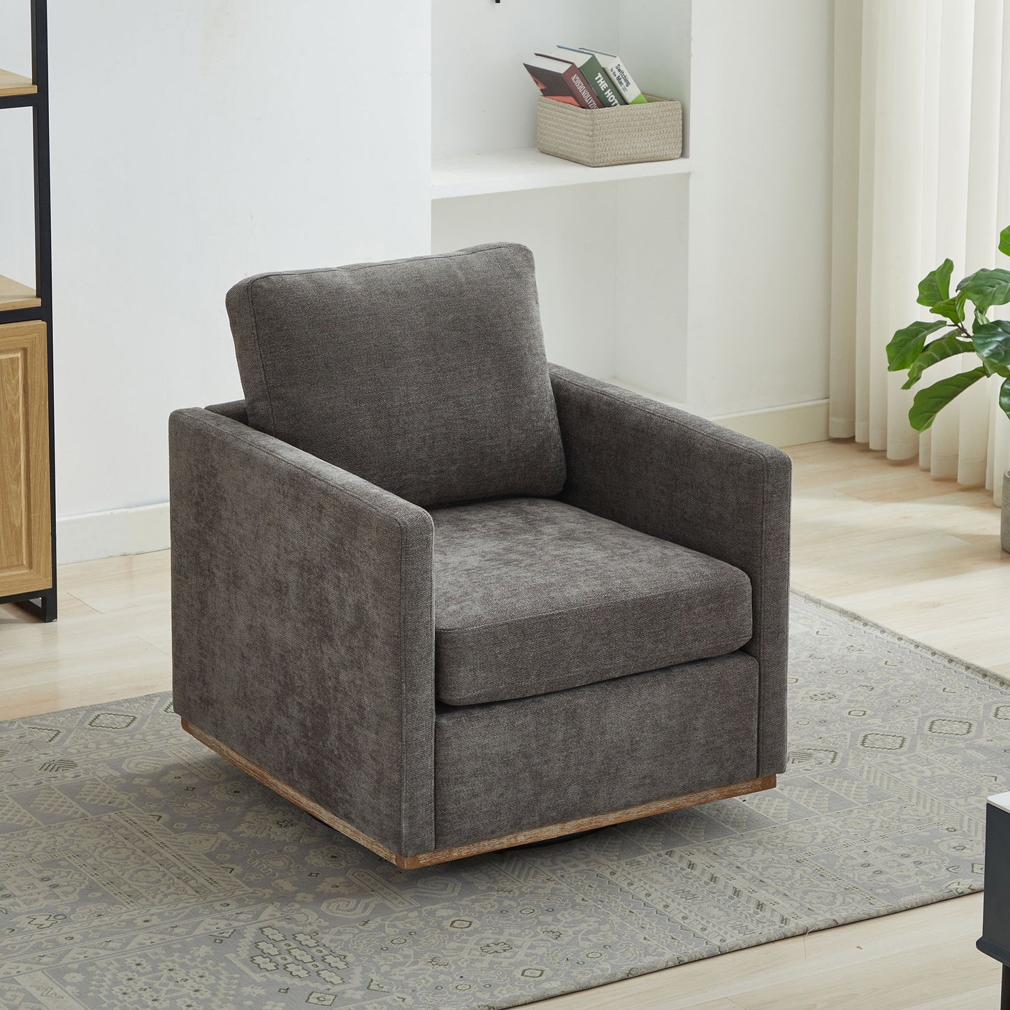 Square Upholstered Swivel Accent Chair Home Essentials