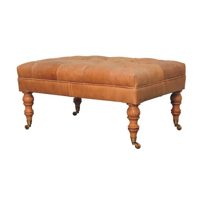 Buffalo - Leather Ottoman With Castor Legs Artisan Furniture