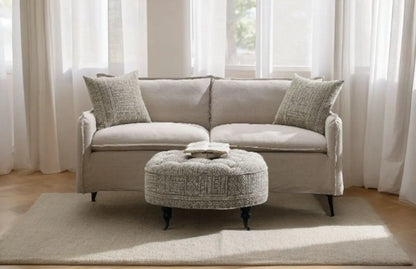 Upendo - Pattern Linen Sofa With 2 Toss Pillows - Beige Acme