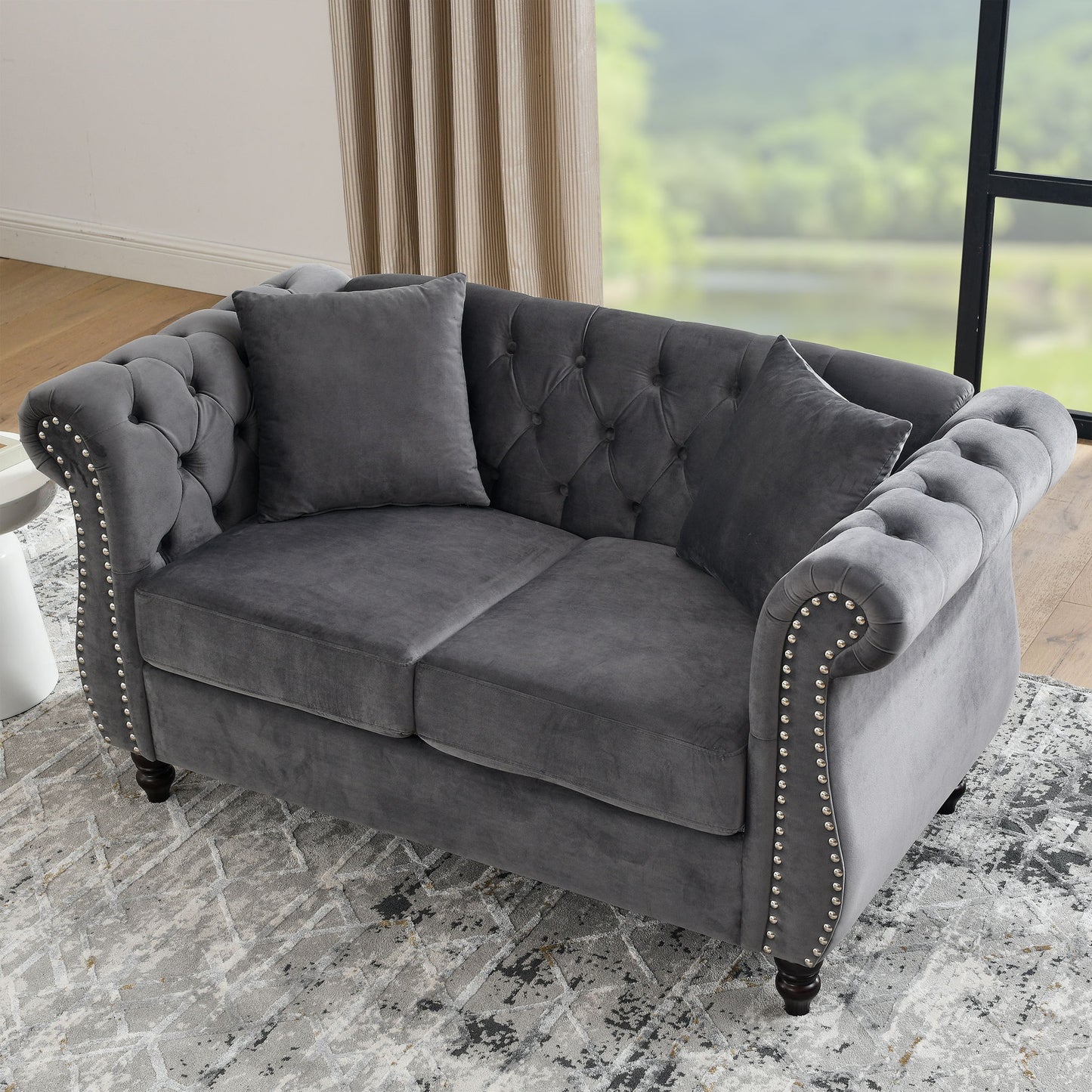 Chesterfield Sofa With Rolled Arms And Nailhead Trim Home Essentials