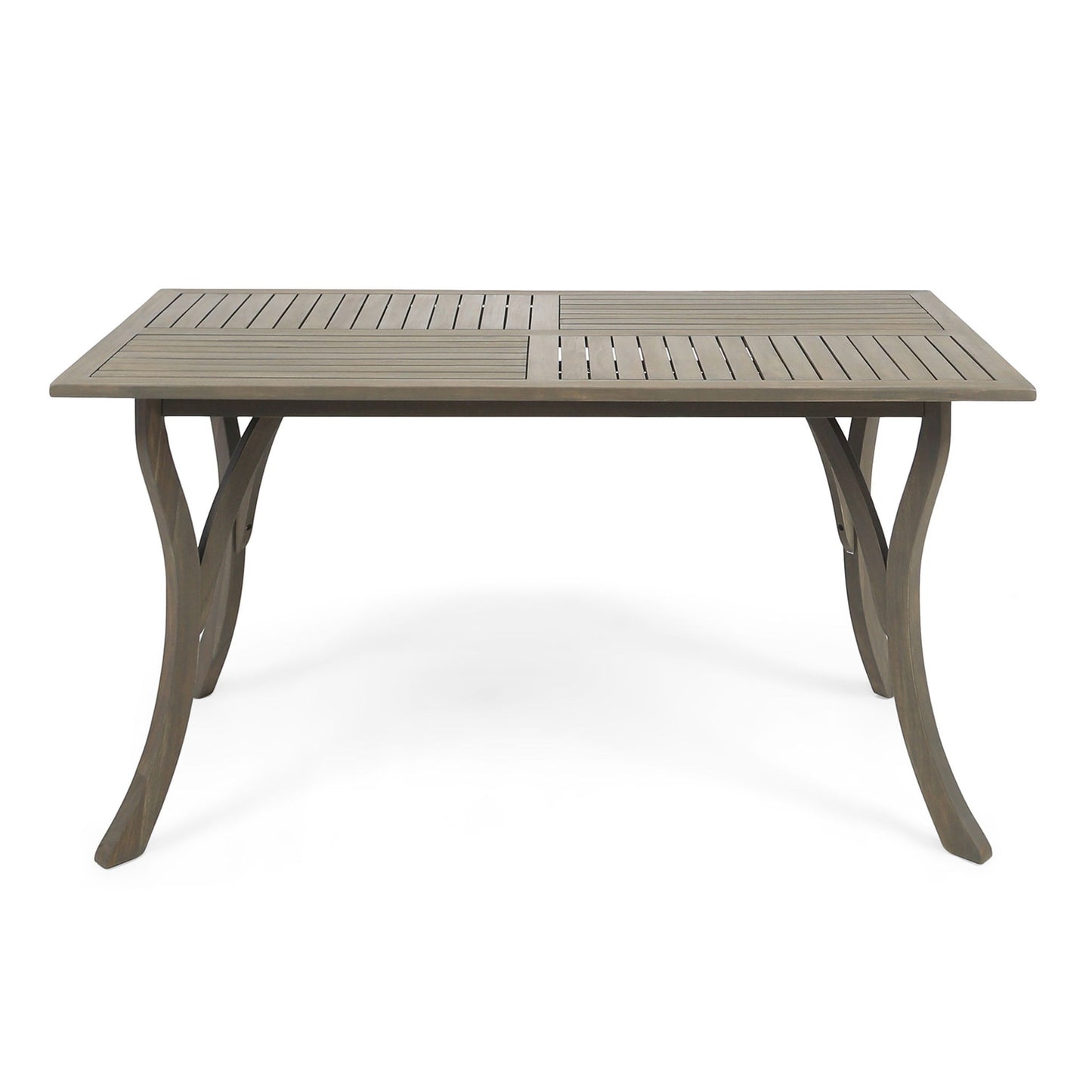Transitional Acacia Wood Dining Table With Slat Panel Top - Gray Noble House