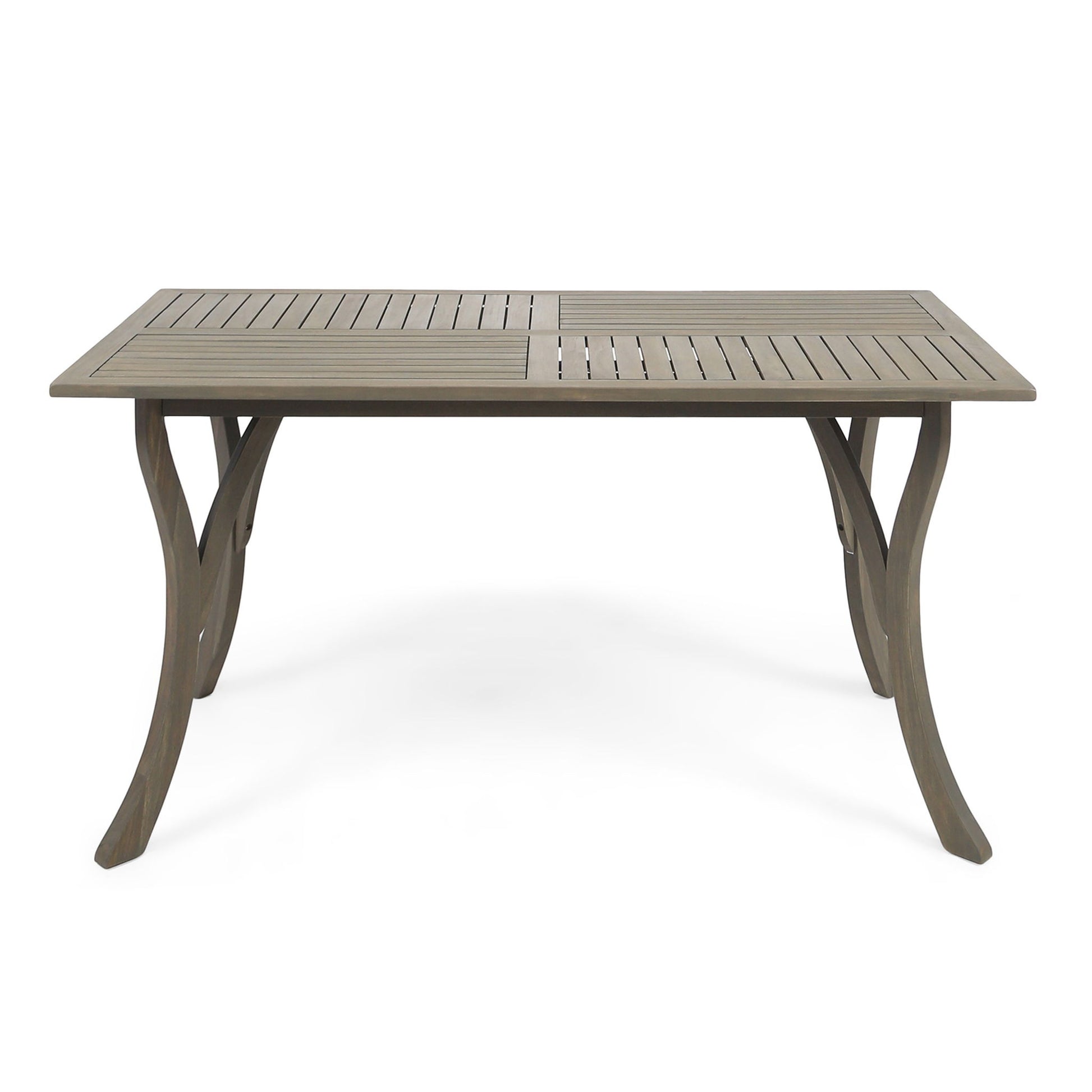Transitional Acacia Wood Dining Table With Slat Panel Top - Gray Noble House