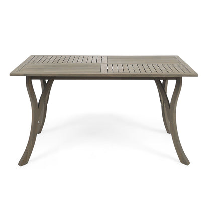 Transitional Acacia Wood Dining Table With Slat Panel Top - Gray Noble House