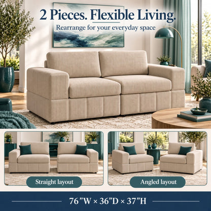 Oversized Modular Loveseat Set Home Essentials