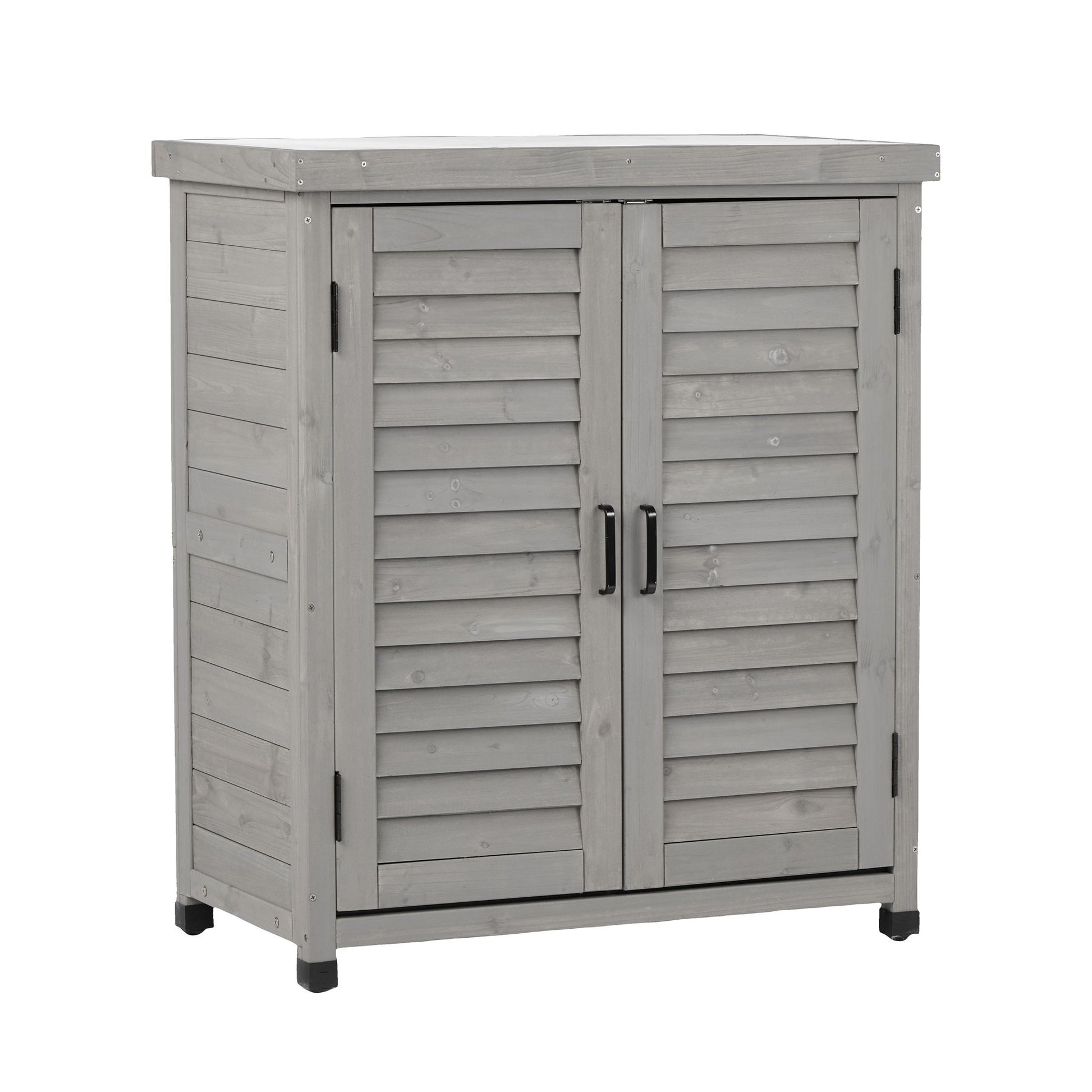 Potting Bench With Storage Cabinet And Metal Table Top For Outdoor Home Essentials