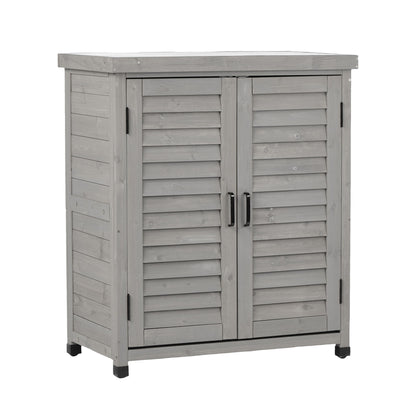 Potting Bench With Storage Cabinet And Metal Table Top For Outdoor Home Essentials