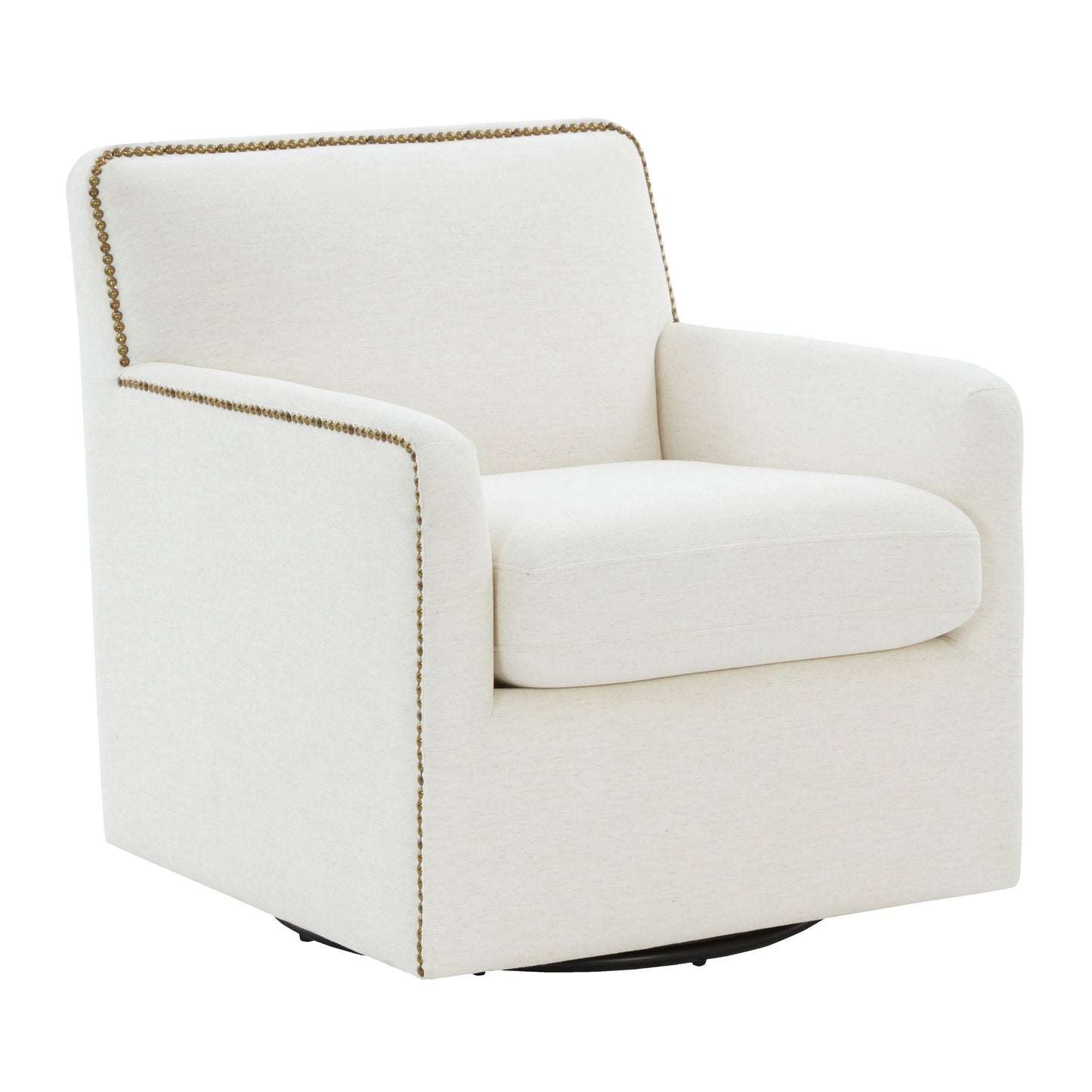 Tolland - Swivel Accent Chair With Antique Brass Nailhead Trim - Cream Ridgecrest Home