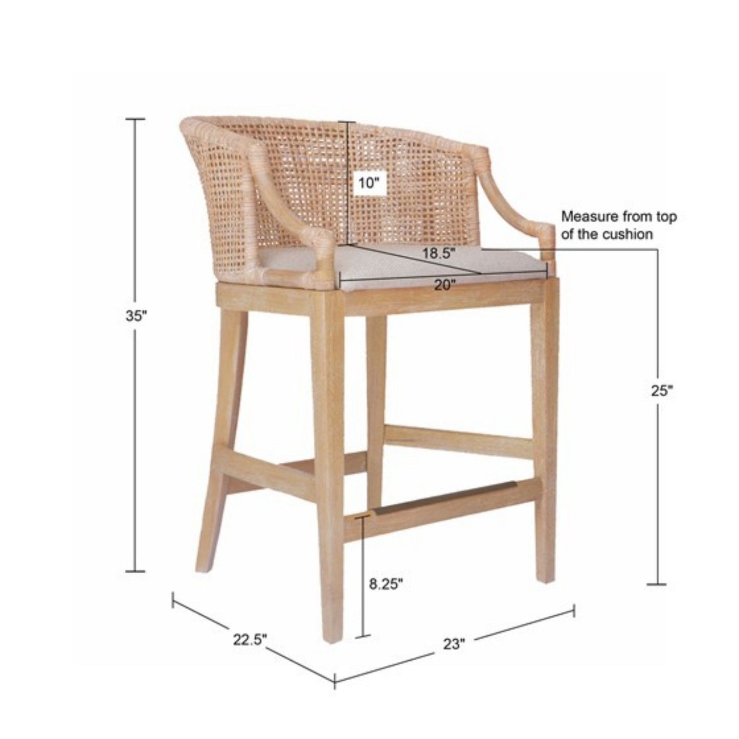 Casual Handcrafted Rattan Counter Stool JLA
