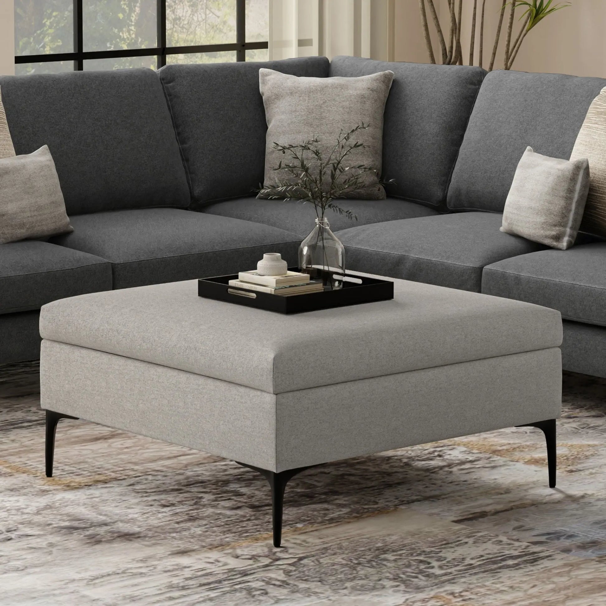 Rebecca - Multifunctional Coffee Table Storage Ottoman With Lift Up Lid Simpli-Home