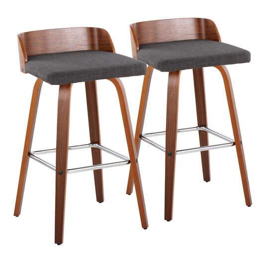 Maya - Mid Century Modern Fixed Height Barstool With Swivel With Square Footrest (Set of 2) Lumi Source