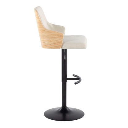 Stella - Contemporary Adjustable Barstool Stool With Swivel And Rounded T Footrest (Set of 2) Lumi Source