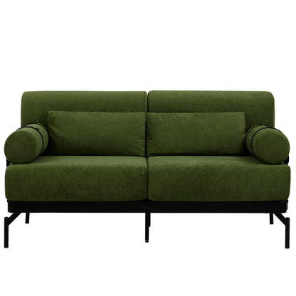Modern Loveseat Sofa 2 Seater With USB Ports, Cylindrical Armrests Hearth and Haven
