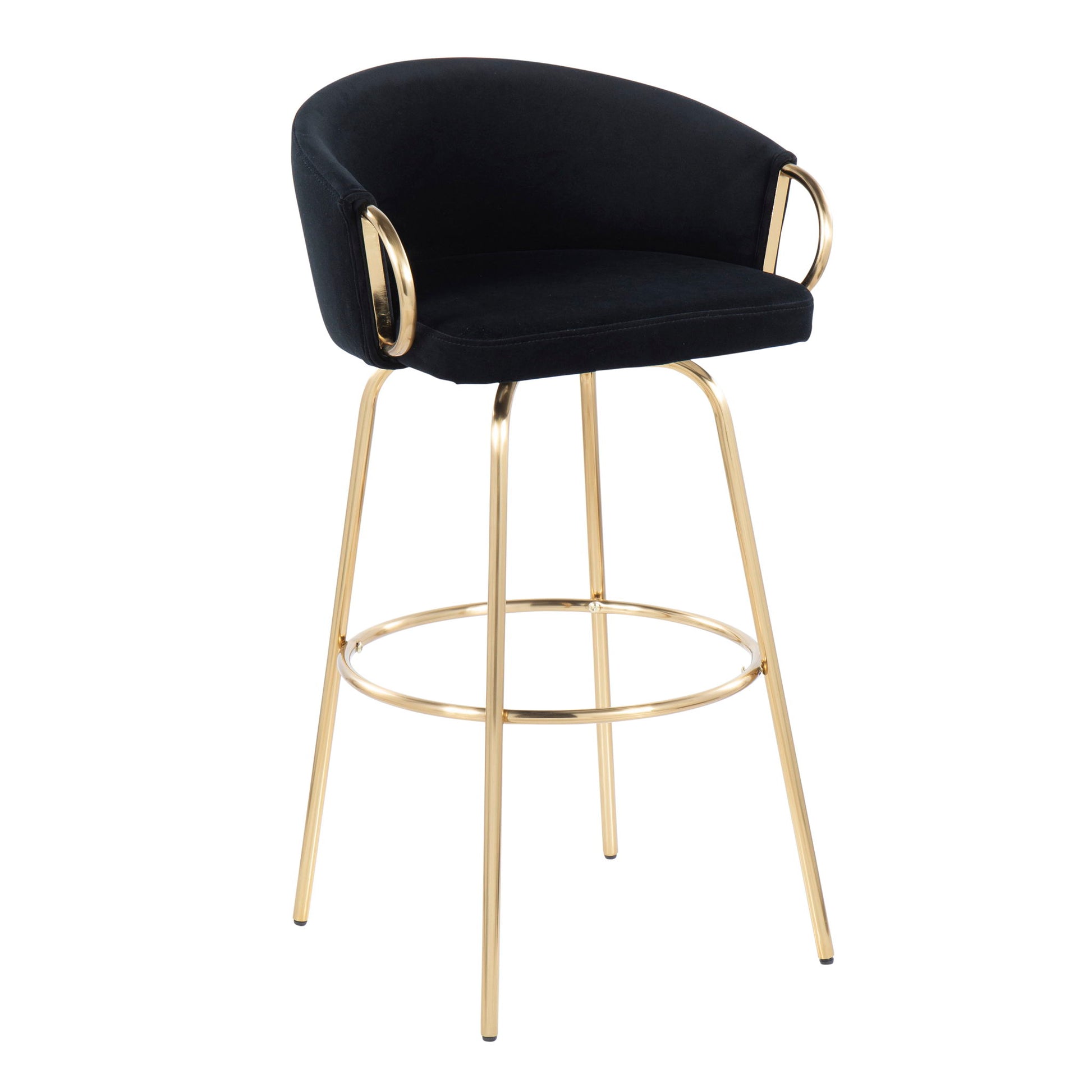 Claire - Contemporary / Glam Fixed Height Bar Stool (Set of 2) Round Footrest (Set of 2) Lumi Source