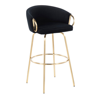 Claire - Contemporary / Glam Fixed Height Bar Stool (Set of 2) Round Footrest (Set of 2) Lumi Source