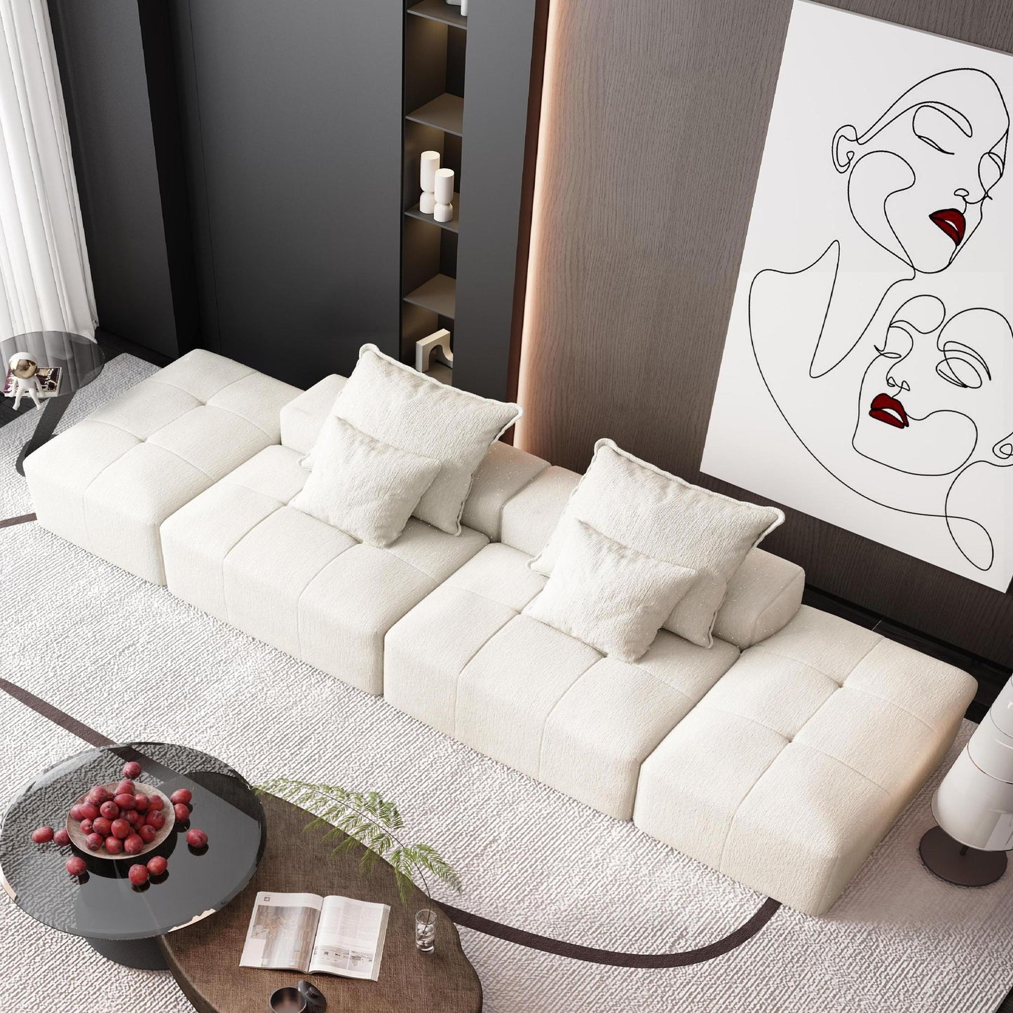 Modern Oversized Diy Combination Modular Sectional Sofa With Pillows Home Essentials