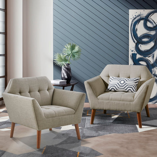 Newport - Wide Mid-Century Modern Lounge Chair (Set of 2) - Light Gray INK+IVY
