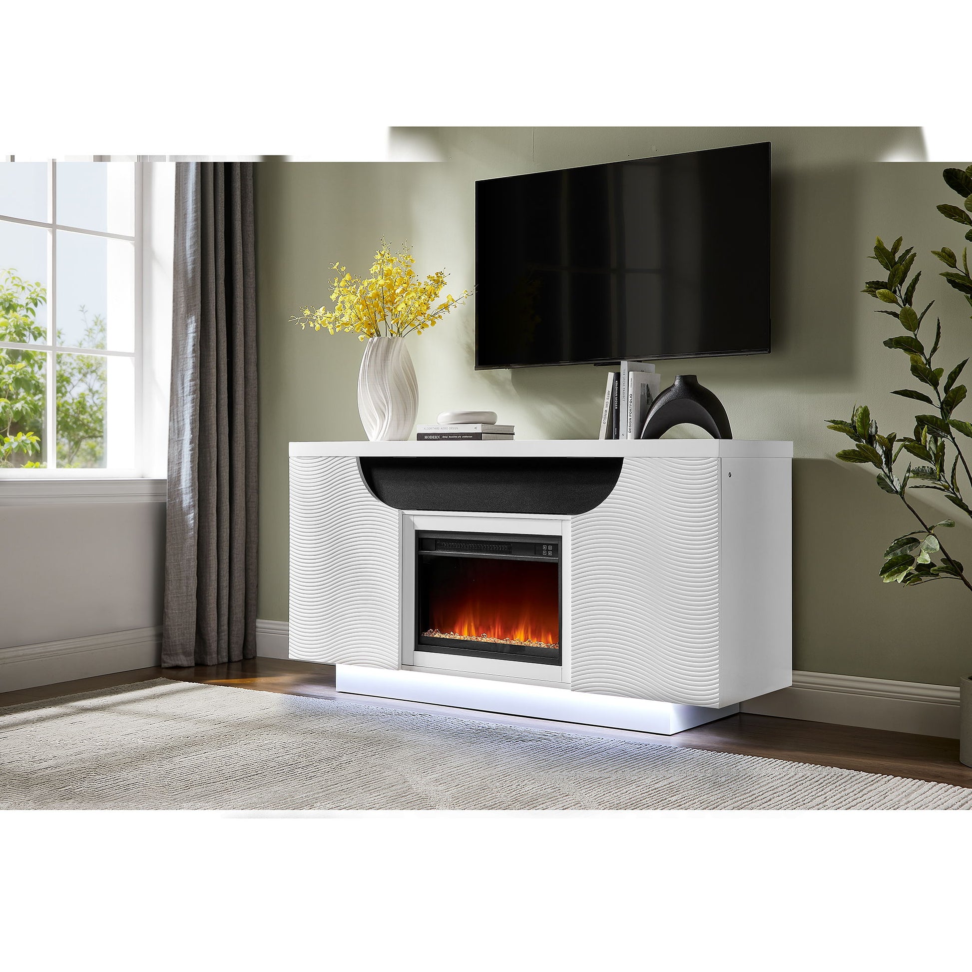 Alessia - Electric Fireplace With Multi Color LED And Flame Settings Global Furniture USA