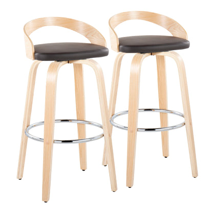 Grotto - Contemporary Fixed-Height Barstool With Swivel With Round Footrest (Set of 2) Lumi Source