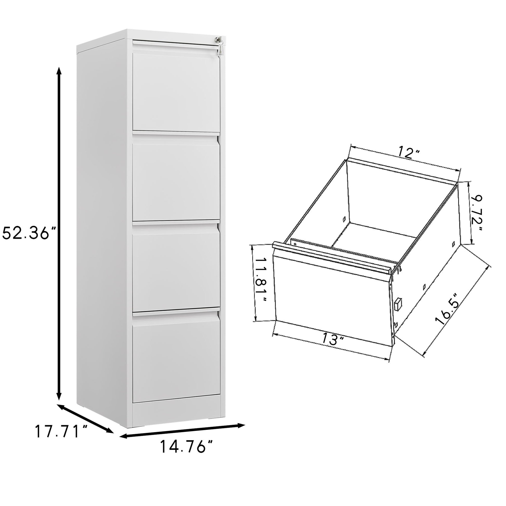 Durable Metal 3 Drawer File Cabinet With Lock For Office Storage Home Essentials