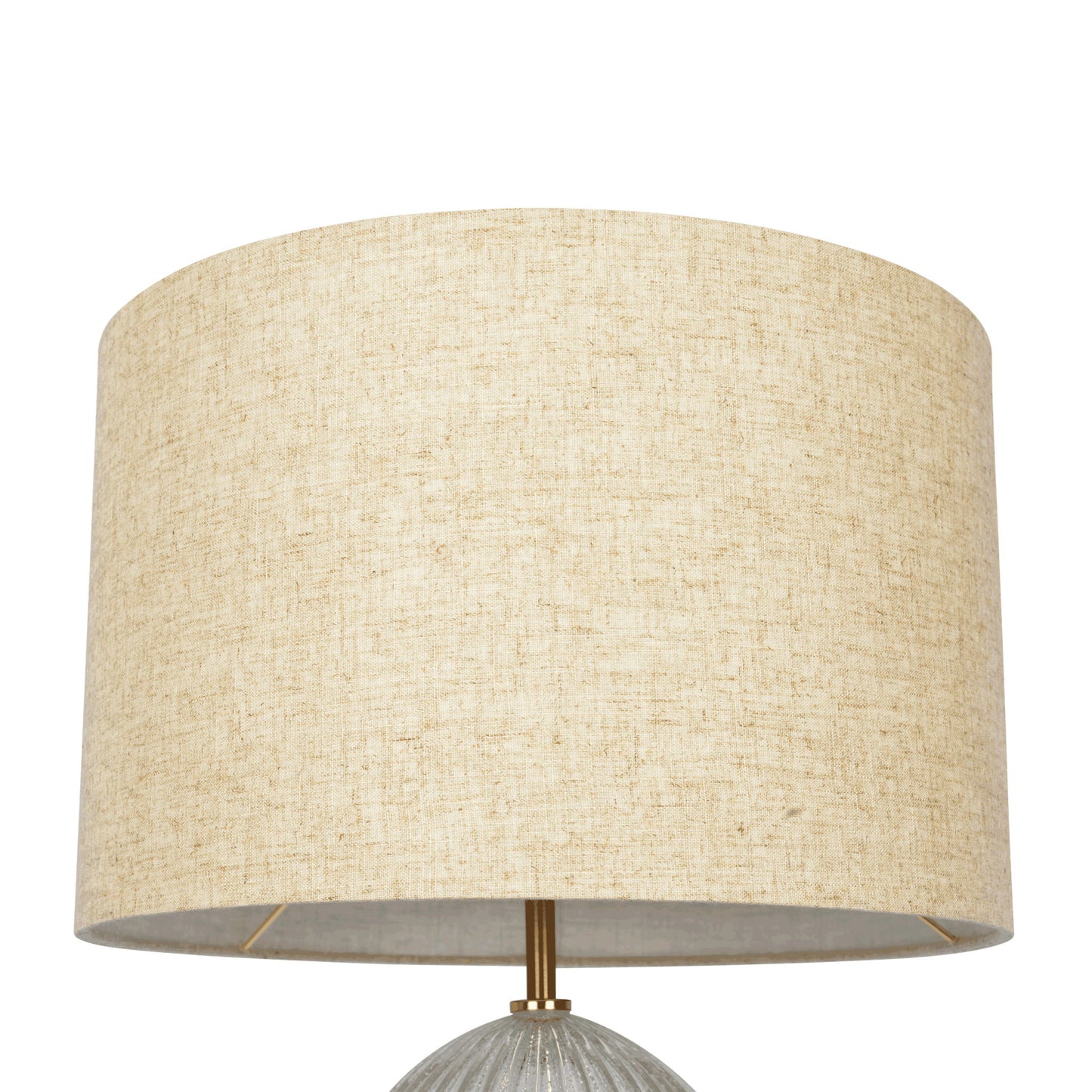 Aurora - Ribbed Lamp Base Clear Table Lamp Large Linen Shade - Beige / Clear / Gold Ashcroft Furniture
