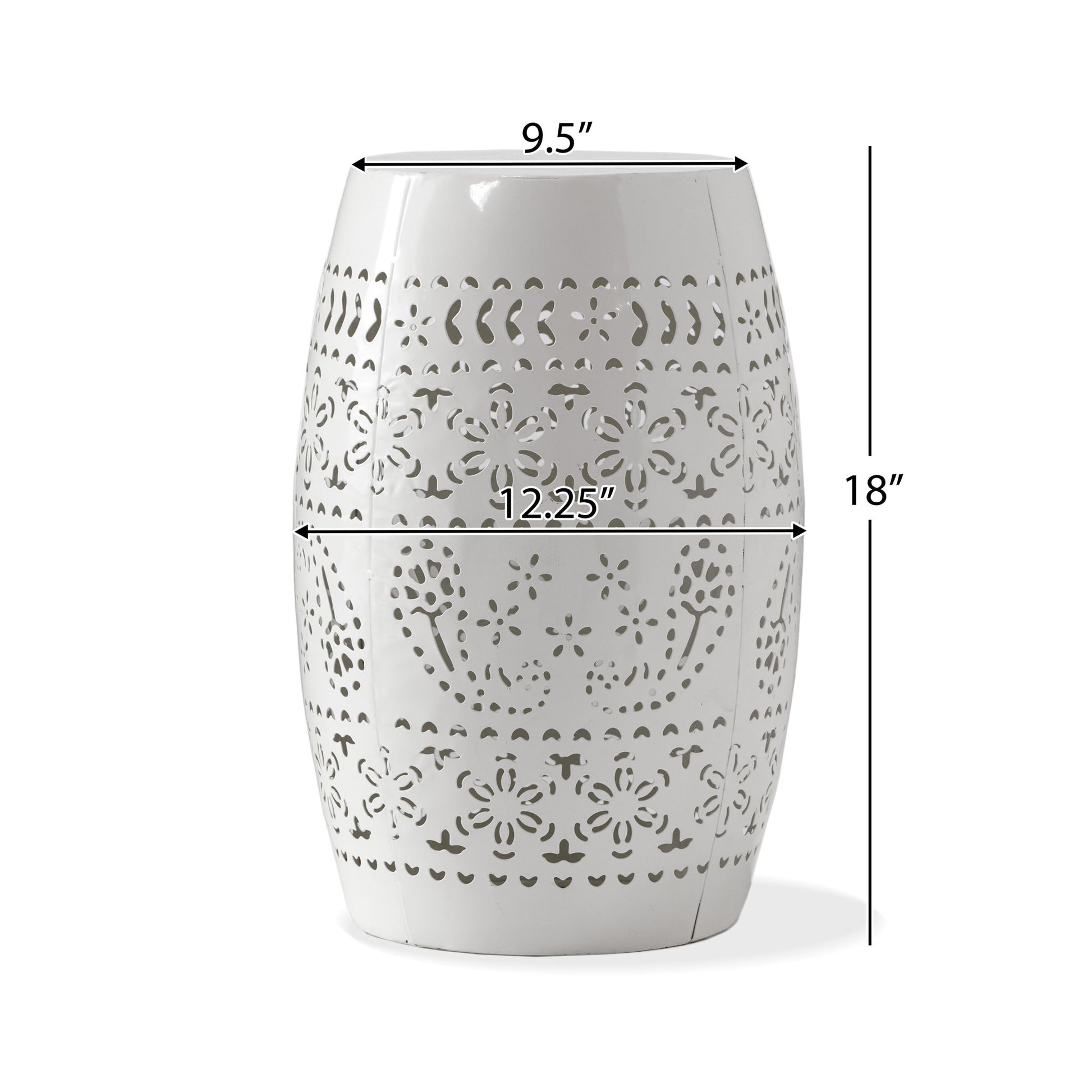 Transitional Ruby - Side Table With Lace Cut Design - White Noble House