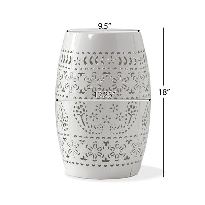 Transitional Ruby - Side Table With Lace Cut Design - White Noble House
