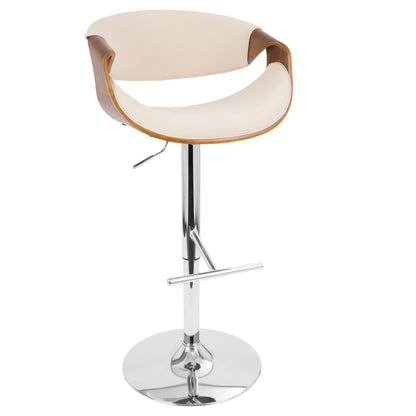 Curvo - Mid Century Modern Adjustable Barstool With Swivel With Straight T Footrest Lumi Source