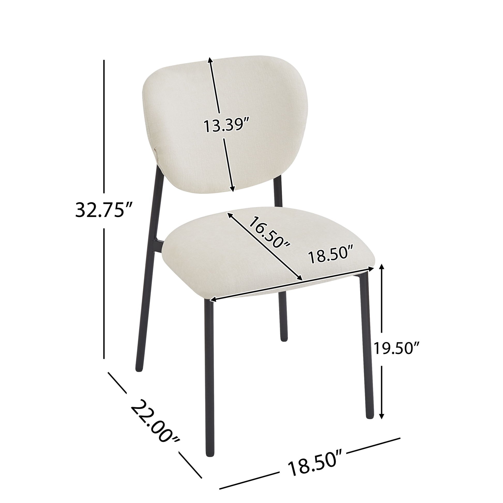Modern Upholstered Dining Chairs With Metal Legs (Set of 2) - Beige Noble House