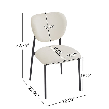 Modern Upholstered Dining Chairs With Metal Legs (Set of 2) - Beige Noble House