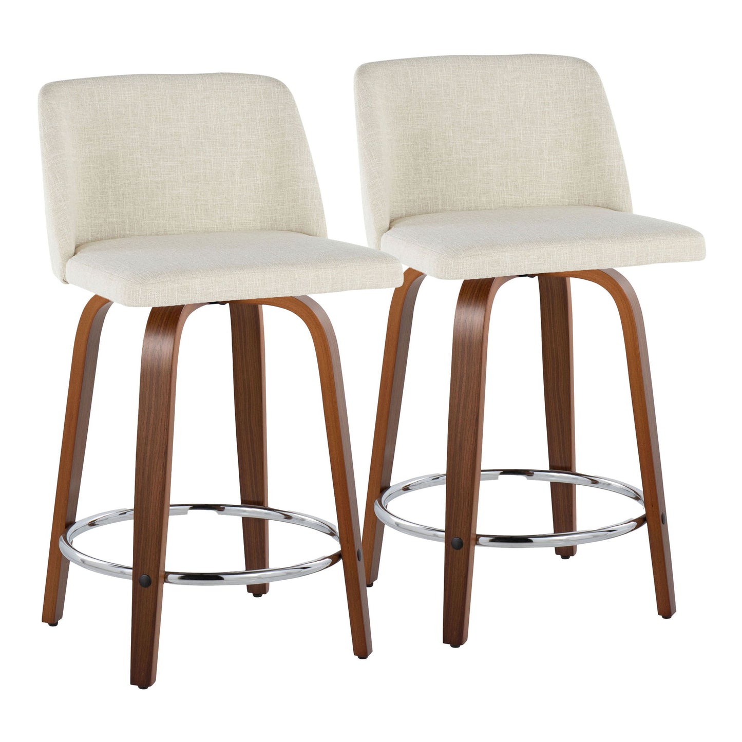 Toriano - Mid Century Modern Fixed Height Counter Stool With Swivel With Round Footrest (Set of 2) Lumi Source