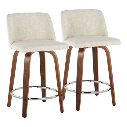 Toriano - Mid Century Modern Fixed Height Counter Stool With Swivel With Round Footrest (Set of 2) Lumi Source