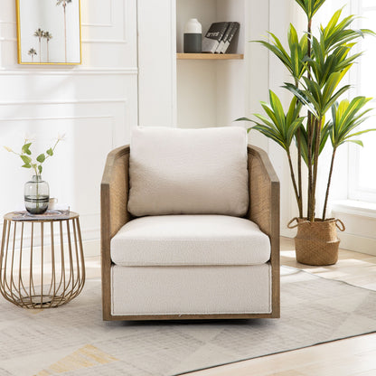 Barrel, Comfy Round Accent Sofa Chair With 360 Degree Swivel, Leisure Arm Home Essentials