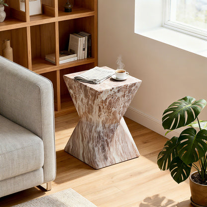 Round Outdoor Geometric End Table - Marble Home Essentials
