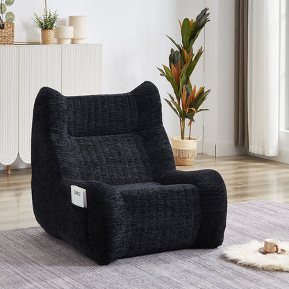 Bean Bag Chair With Armrests Oversized Comfy Beanbag Lounge Lazy Floor Sofa Accent Chair For Living Room - Black Home Essentials