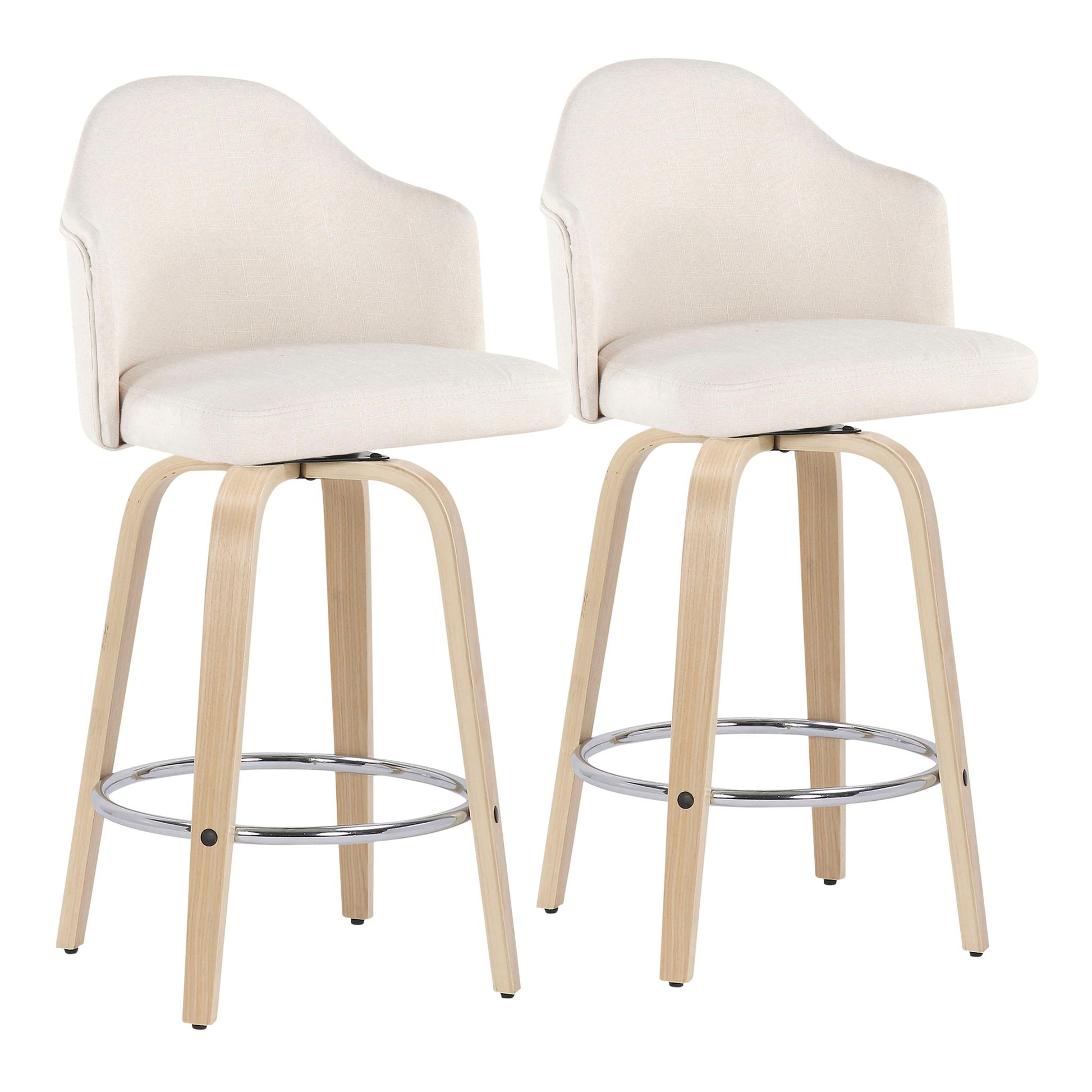 Ahoy - Mid Century Modern Fixed Height Counter Stool With Round Footrest (Set of 2) Lumi Source