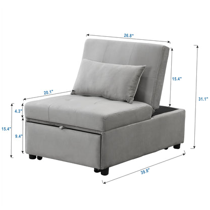 Folding Ottoman Sofa Bed - Gray Fabric Home Essentials
