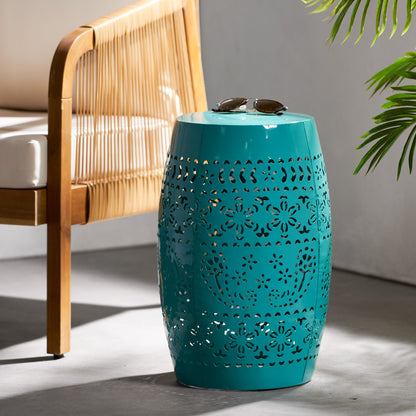 12" Outdoor Lace Cut Side Table Noble House