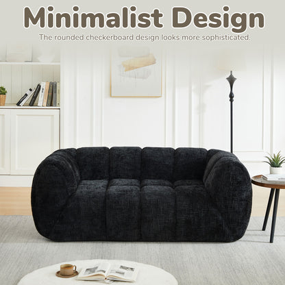 Quilted Cloud Sofa With Rounded Armrests And Piano Key Backrest Design Home Essentials