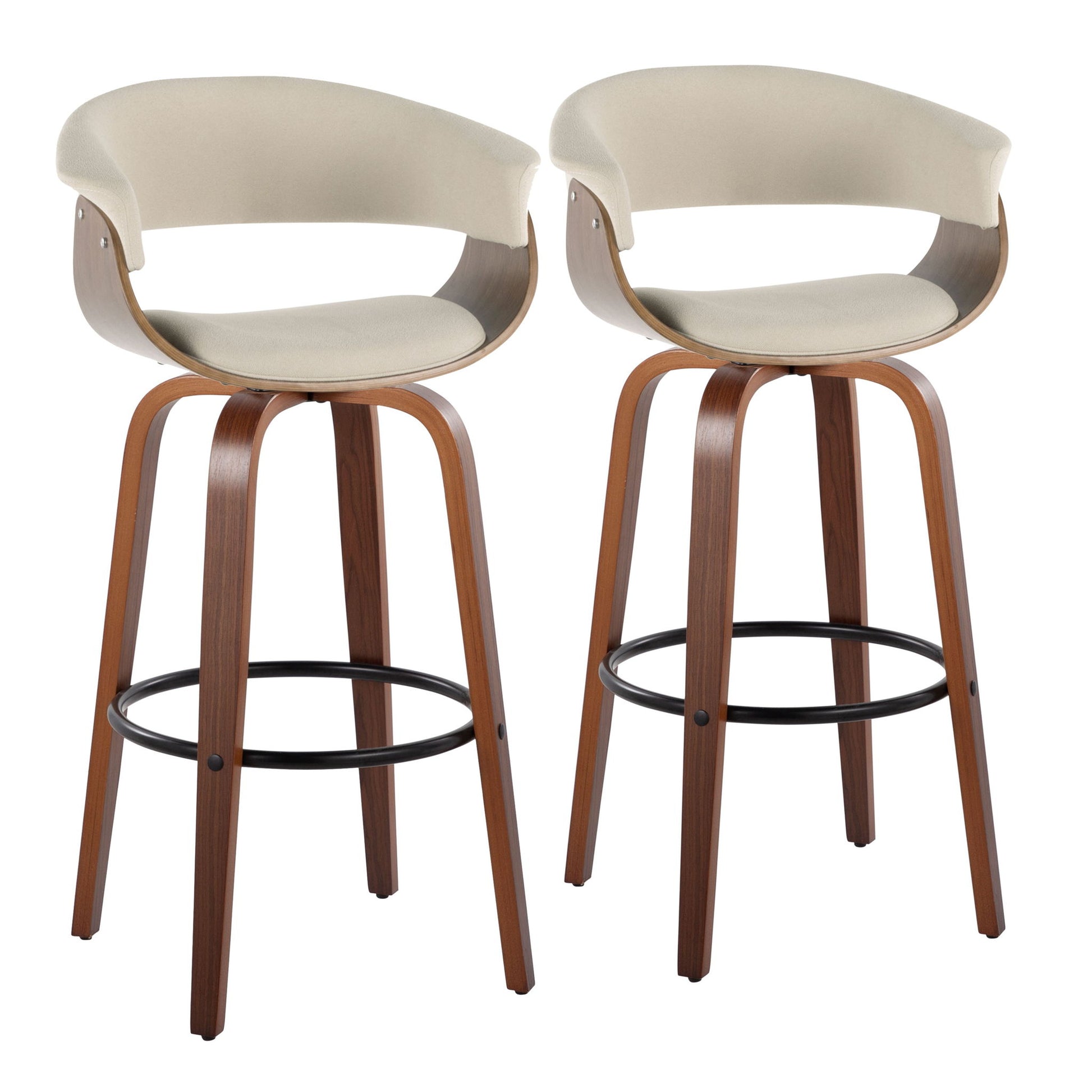 Vintage Mod - Mid Century Modern Fixed Height Barstool With Swivel & Round Footrest (Set of 2) Lumi Source
