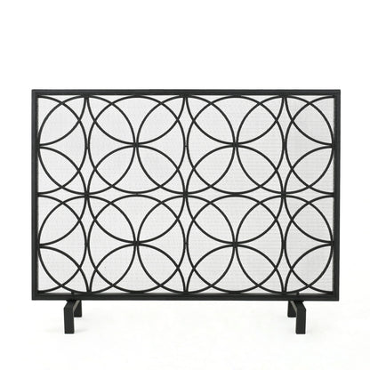 Thayer - Single Panel Iron Fireplace Screen With Geometric Design Noble House