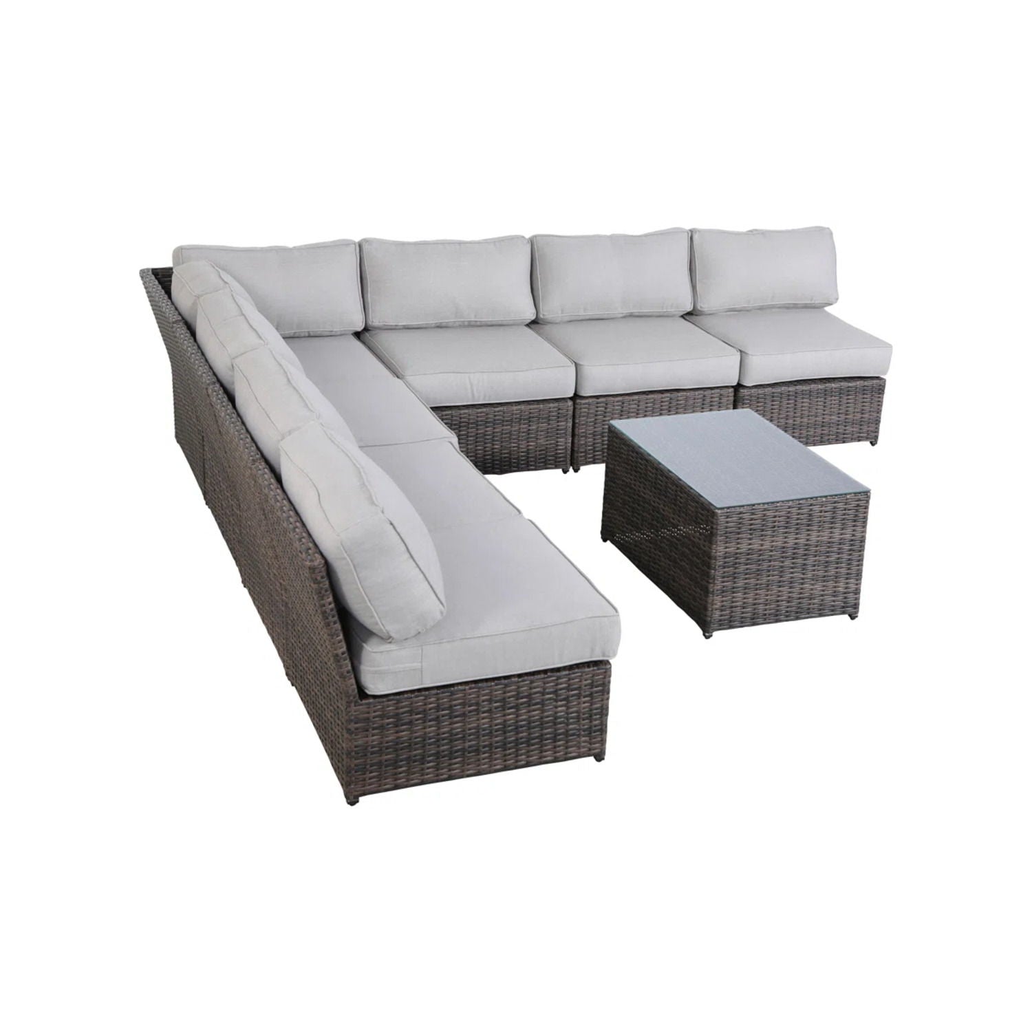 Comfortable Modern Patio Rattan Sectional Set With Cushions LSI Patio Furniture