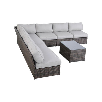 Comfortable Modern Patio Rattan Sectional Set With Cushions LSI Patio Furniture