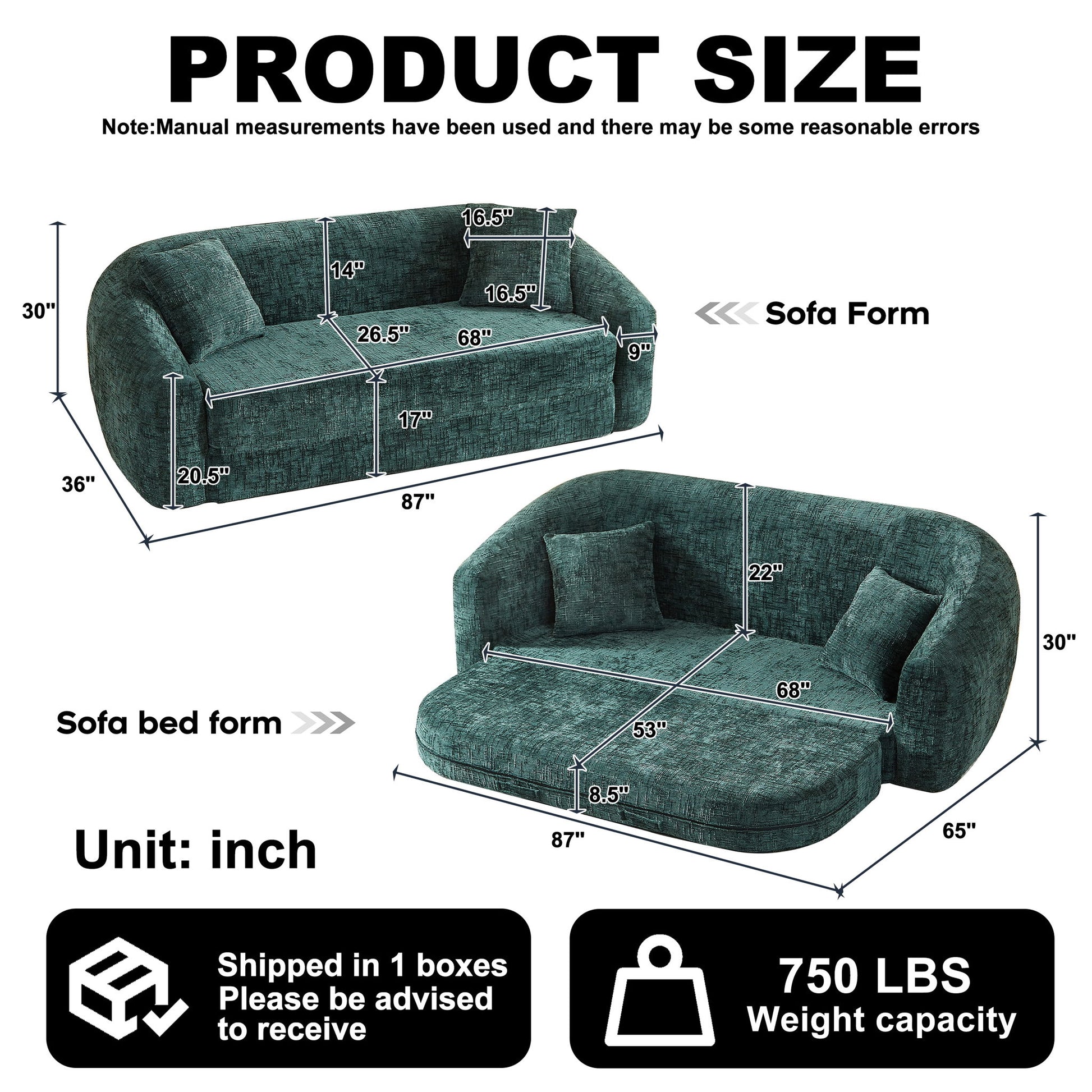 Curved Convertible Sofa, 2 In 1 Fold Out Bed With Pull Out Base And Deep Seat Home Essentials