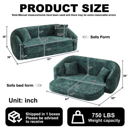 Curved Convertible Sofa, 2 In 1 Fold Out Bed With Pull Out Base And Deep Seat Home Essentials