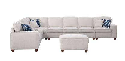 Ted - Sectional Sofa With Ottoman - Beige Urban Retreats